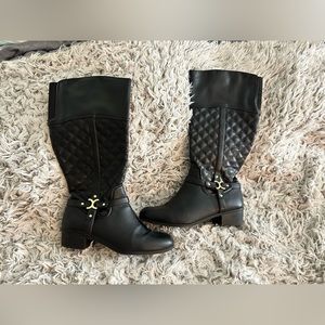 CHARTER CLUB Womens Black Quilted Helenn Block Heel Zip-Up Riding Boot, Size 7.5